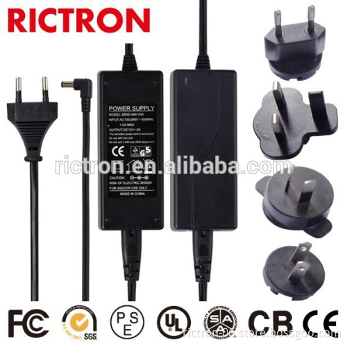 12V 1.5A Portable Laptop Adapter for EU Standard with CE, FCC, UL, SAA, PSE, SGS Certificates